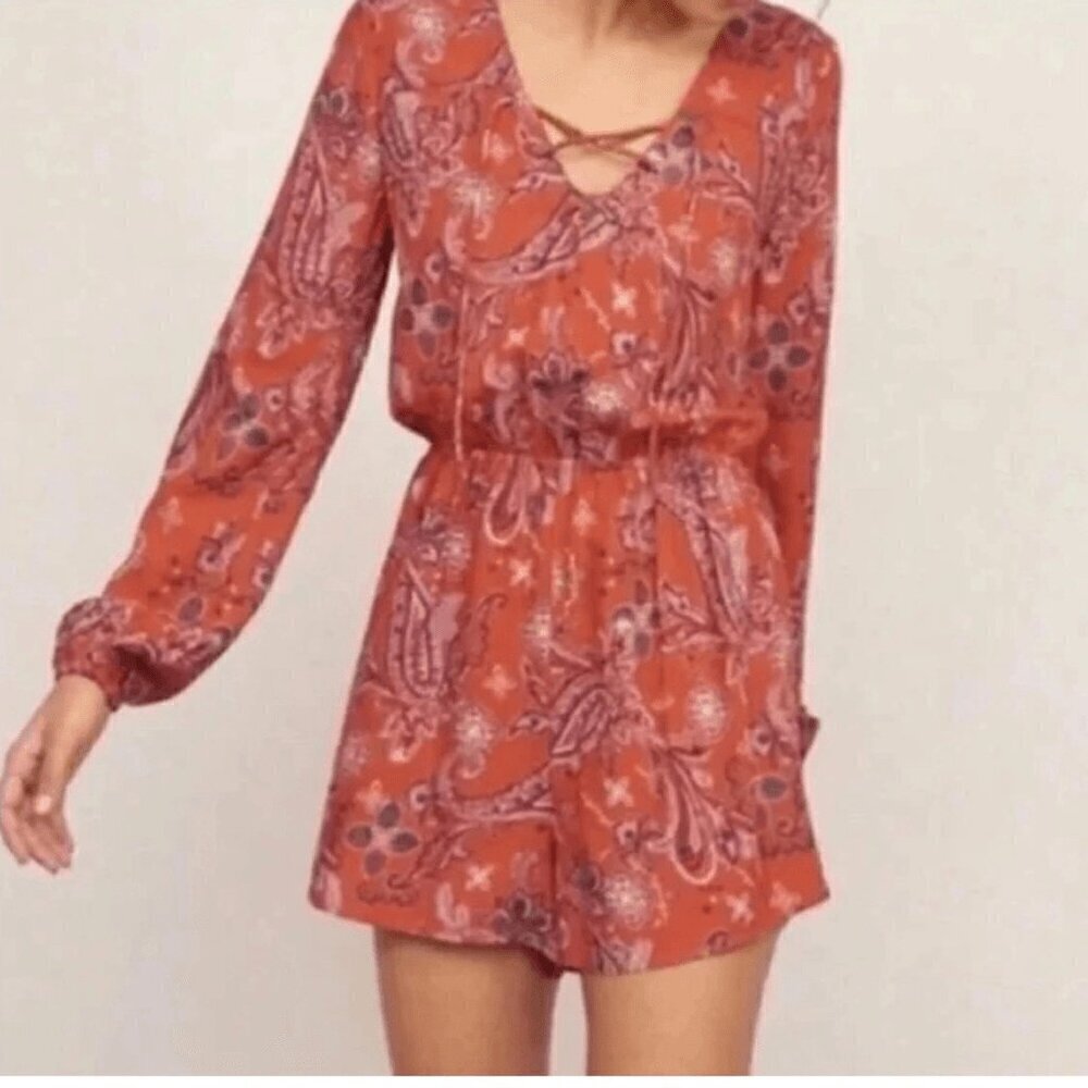 Abercrombie & Fitch‎ Orange Paisley Long Sleeve Romper S